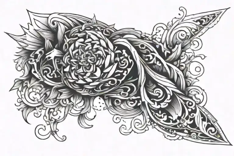 Blackout top of arm tattoo design idea