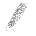 Lion rose and clock tattoo design idea