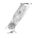 Lion rose and clock tattoo design idea