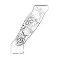 Lion rose and clock tattoo design idea