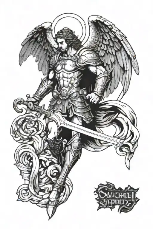 st Michael and spy tattoo design idea