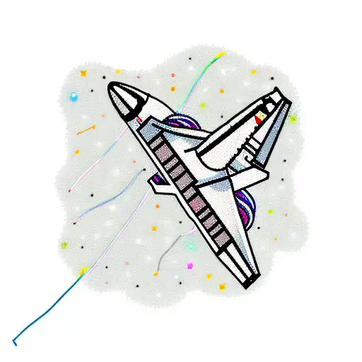 space shuttle tangled in christmas lights tattoo design idea