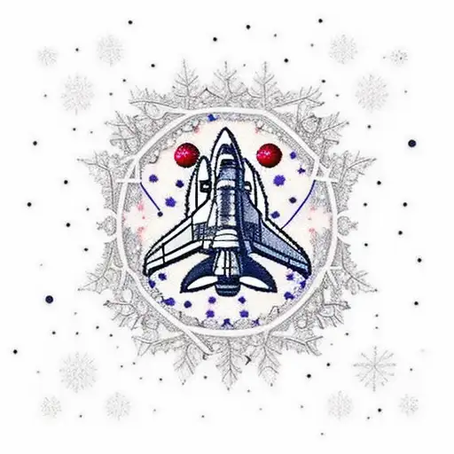 space shuttle tangled in christmas lights tattoo design idea