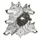 black and white wolves  tattoo design idea