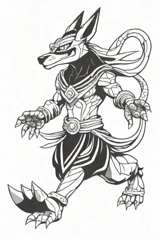 Lucario as an egyptian god tattoo design idea