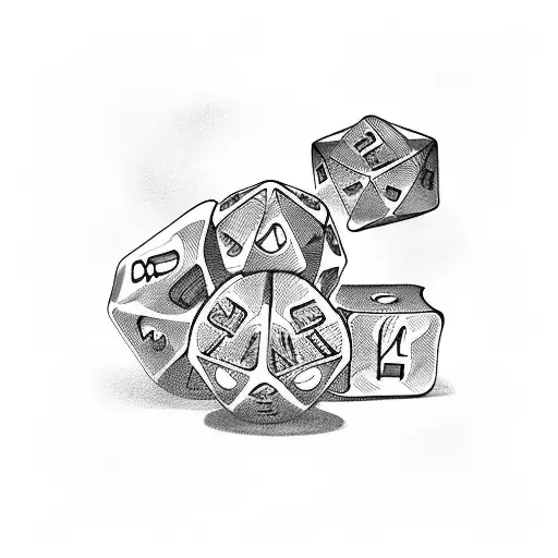 Blackwork "Rich/risk In Dice Roll" Tattoo Idea BlackInk AI