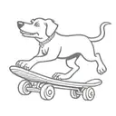 cartoon dog doing a ollie on a skateboard deck tattoo design idea