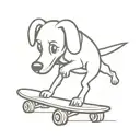 cartoon dog doing a ollie on a skateboard deck tattoo design idea