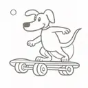 cartoon dog doing a ollie on a skateboard deck tattoo design idea