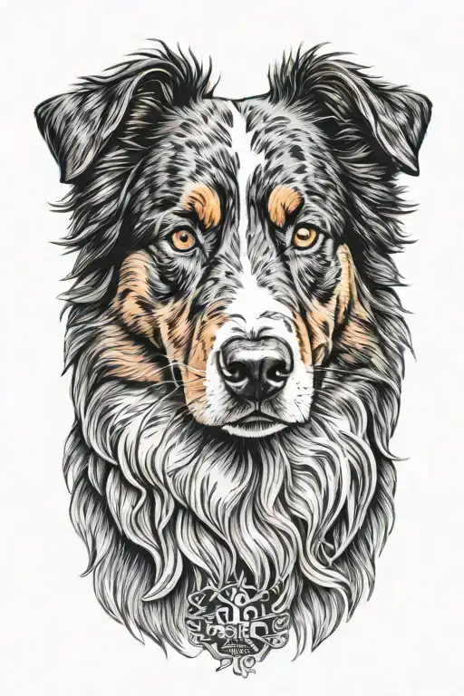 red tri australian shepherd  tattoo design idea