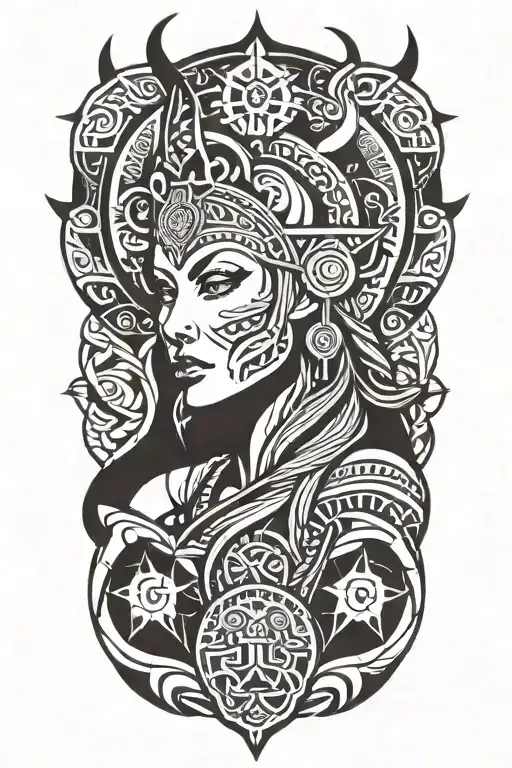 freya norse goddes tattoo design idea