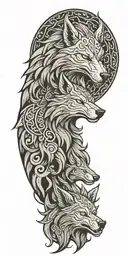 fenrir viking norse wolf tattoo design idea
