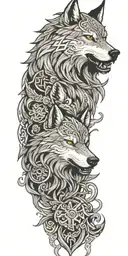 fenrir viking norse wolf tattoo design idea
