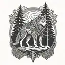 fenrir viking norse wolf with alpine trees  tattoo design idea