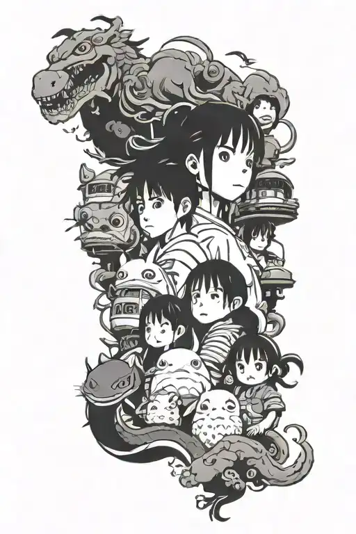 studio ghibli spirited away characters tattoo design idea