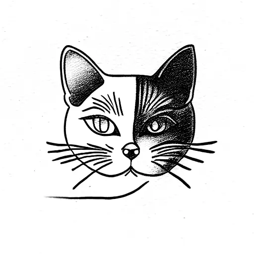 The cat is sitting at the open door tattoo design idea