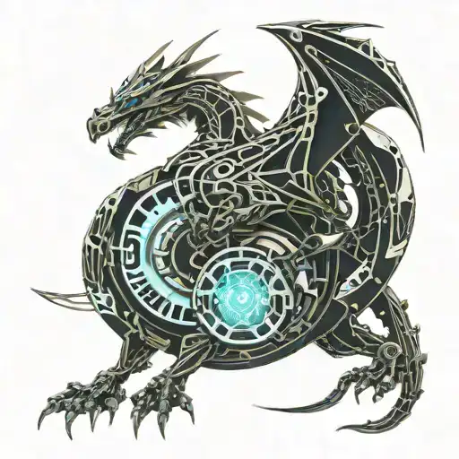 mechanical dragon tattoo design idea