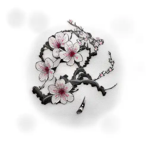 Cherry blossom samurai  tattoo design idea
