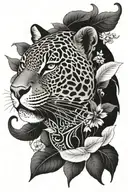 ayahuasca vine surrounding a jaguar's face emerging tattoo design idea