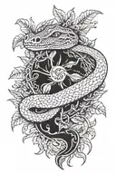 ayahuasca vine surrounding a boa snake's face emerging tattoo design idea