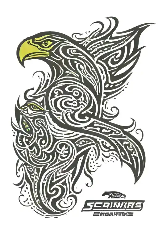 Seahawks logo surrounded tattoo design idea