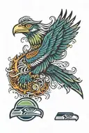 Seahawks logo surrounded tattoo design idea