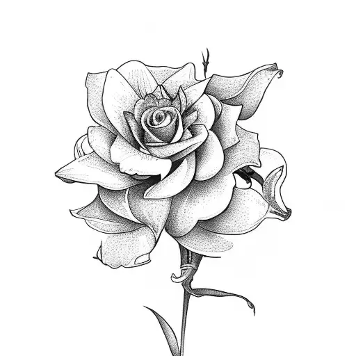 boquet with a rose, daffodil, daisy, lily of the valley, and chrysanthemum tattoo design idea