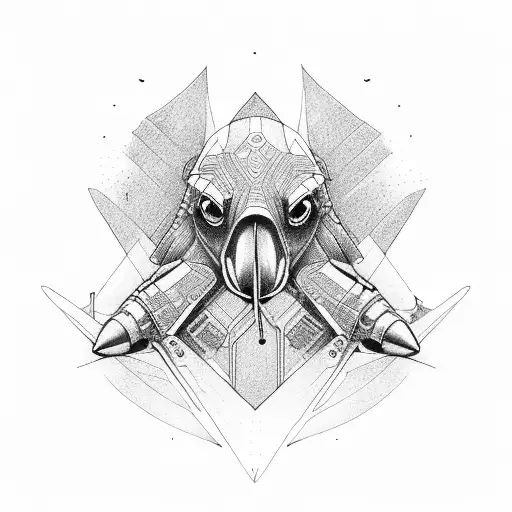 condor with 4 fenders on the right wing and 6 fenders on the left wing tattoo design idea