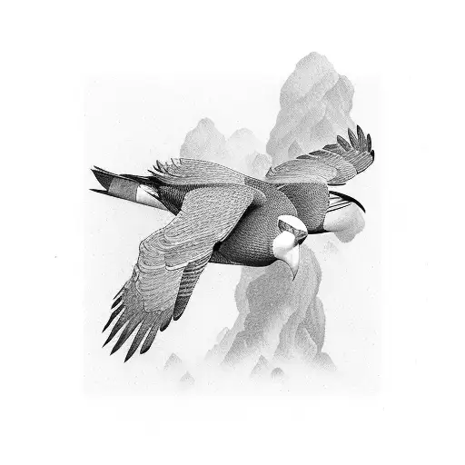 bird condor with 4 fenders on the right wing and 6 fenders on the left wing tattoo design idea