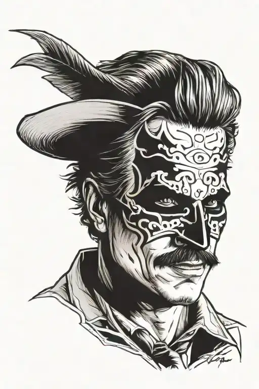 Val kilmer Doc Holliday wearing a  Batman mask tattoo design idea