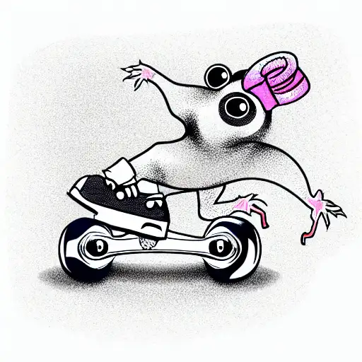 rat roller skating tattoo design idea