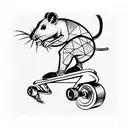 rat roller skating tattoo design idea