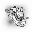 rat roller skating tattoo design idea