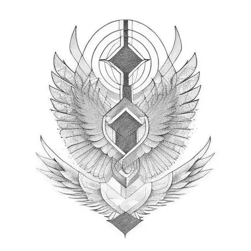 half fighter jet half angel wings  tattoo design idea