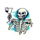 skeleton drinking wine tattoo design idea
