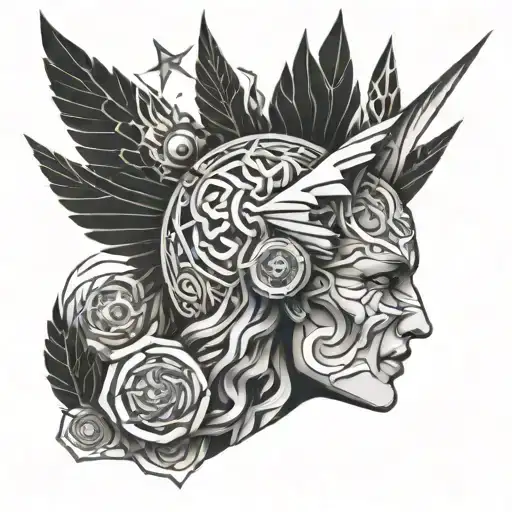 Fenix and brains  tattoo design idea