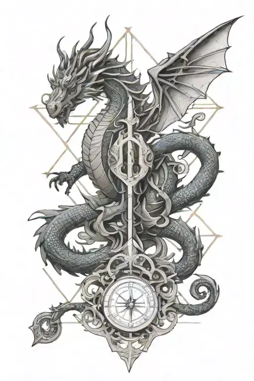 Libra and dragon tattoo design idea