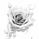 rose with number: XXVCI tattoo design idea