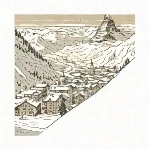 Zermatt with matterhorn view though camera lens tattoo design idea