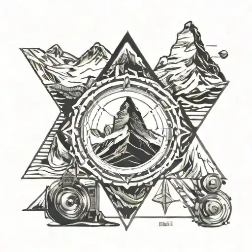 Zermatt with matterhorn view though camera lens tattoo design idea