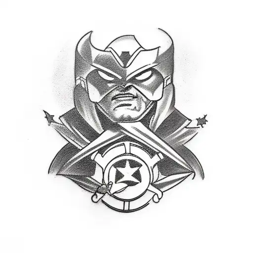 Creating a tattoo that pays homage to both Marvel and DC characters riding motorbikes together tattoo design idea