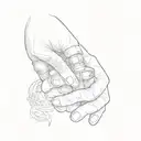 a hand holding a wedding ring tattoo design idea