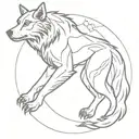 An intricate tattoo inspired by 'Mistborn' book series incorporating elements of werewolf symbols in a dotwork style tattoo design idea