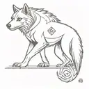An intricate tattoo inspired by 'Mistborn' book series incorporating elements of werewolf symbols in a dotwork style tattoo design idea