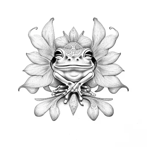 flor de maga and coqui frog tattoo design idea