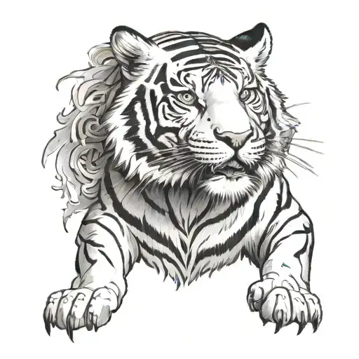 White tiger surrounded tattoo design idea