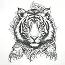 White tiger surrounded tattoo design idea