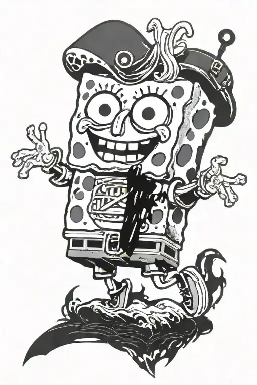 SpongeBob with sagemode of Naruto tattoo design idea