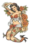 pin up girl nude tattoo design idea
