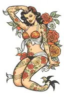 pin up girl nude tattoo design idea